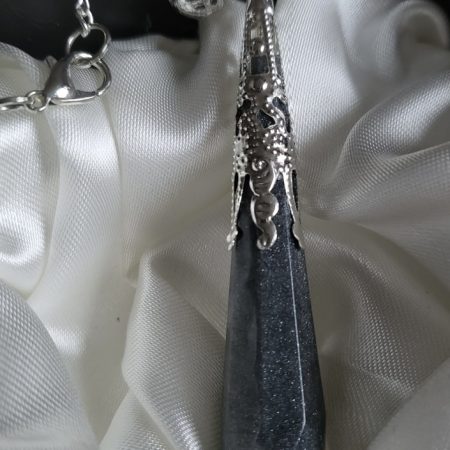 Dark Metal Grey Space Themed Resin Crystal pendant necklace