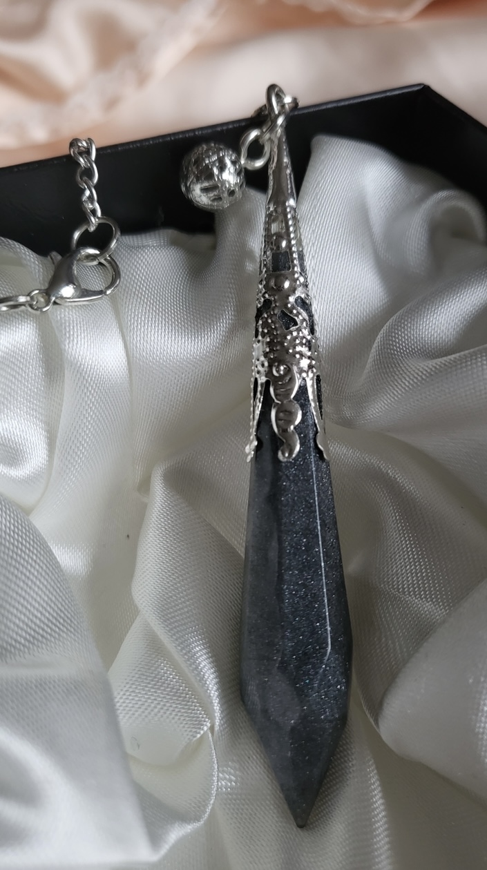 Dark Metal Grey Space Themed Resin Crystal pendant necklace