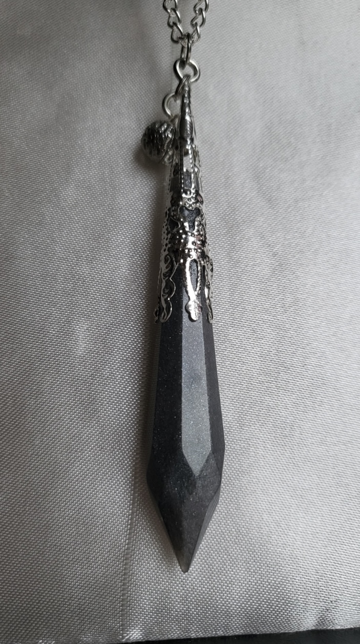 Dark Metal Grey Space Themed Resin Crystal pendant necklace