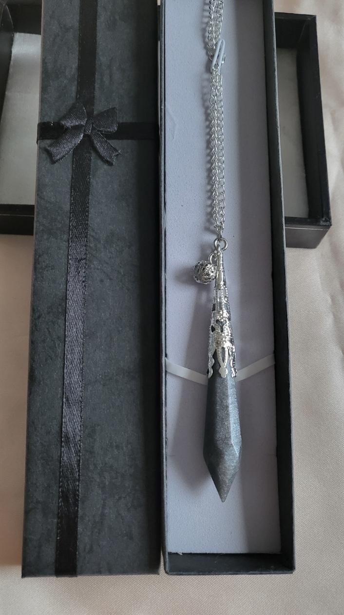 Dark Metal Grey Space Themed Resin Crystal pendant necklace
