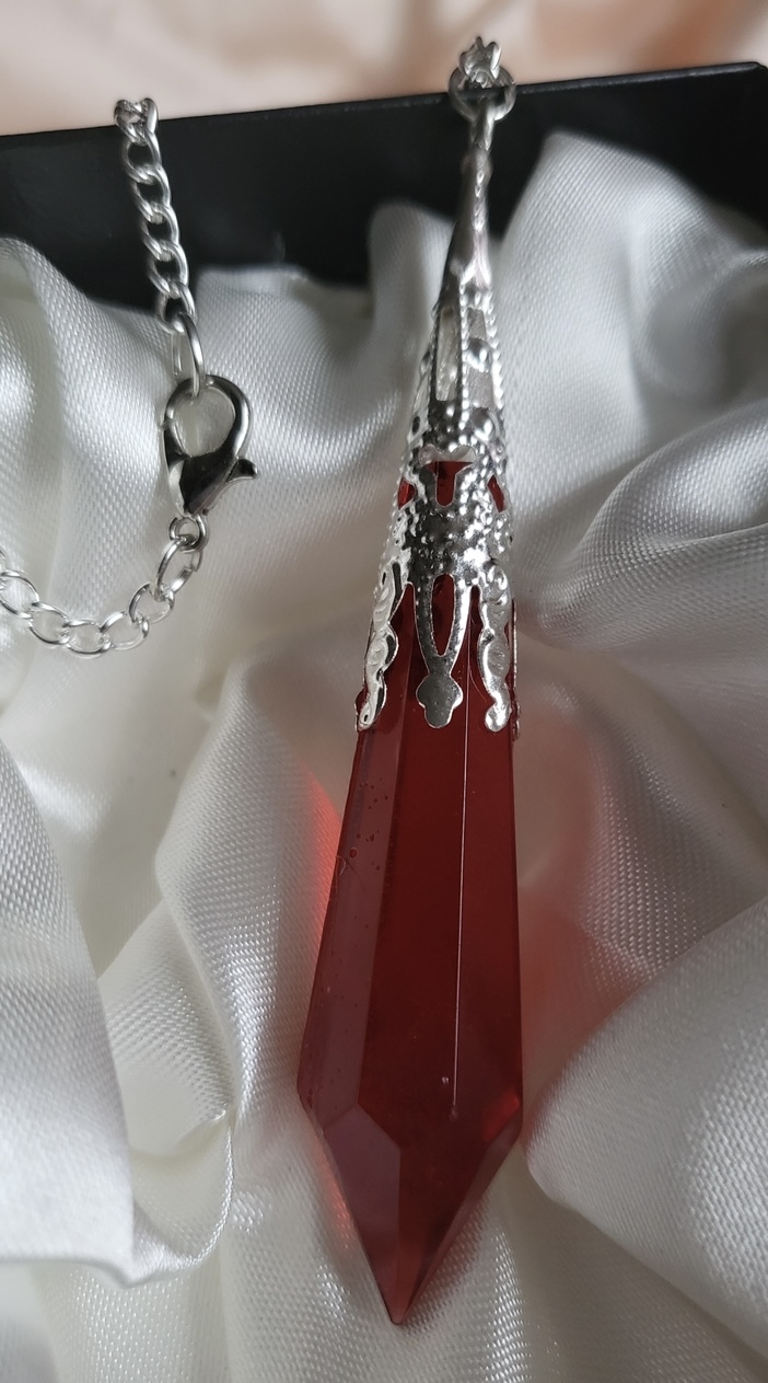 Ruby Red, Vampire Themed Resin Crystal Pendant Necklace