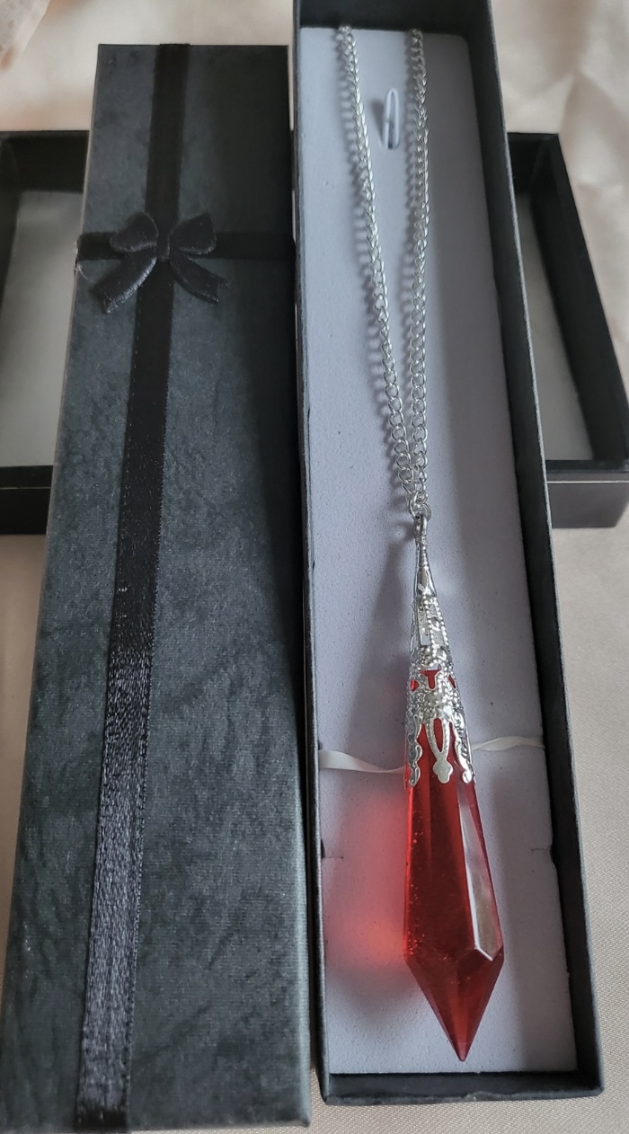 Ruby Red, Vampire Themed Resin Crystal Pendant Necklace