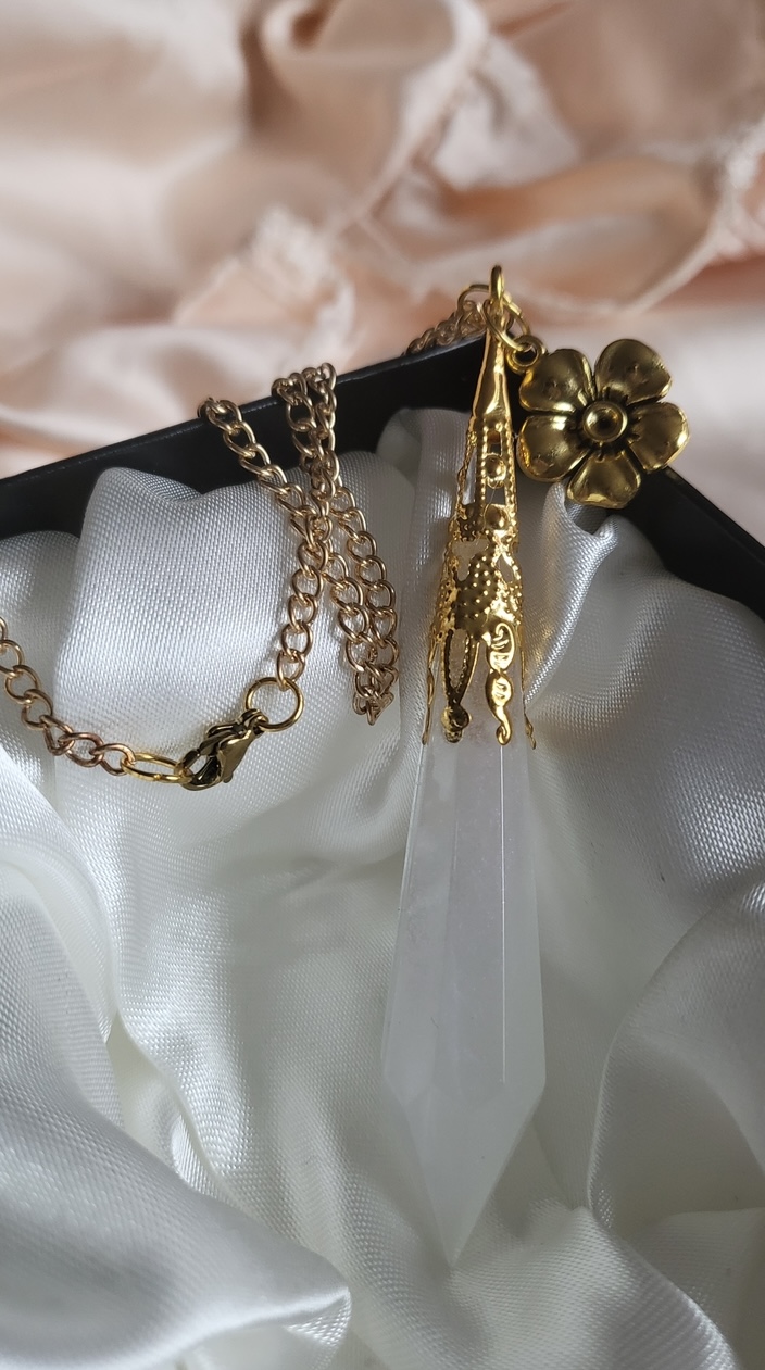 Enchanted pearlescent fairy themed resin Crystal pendant necklace