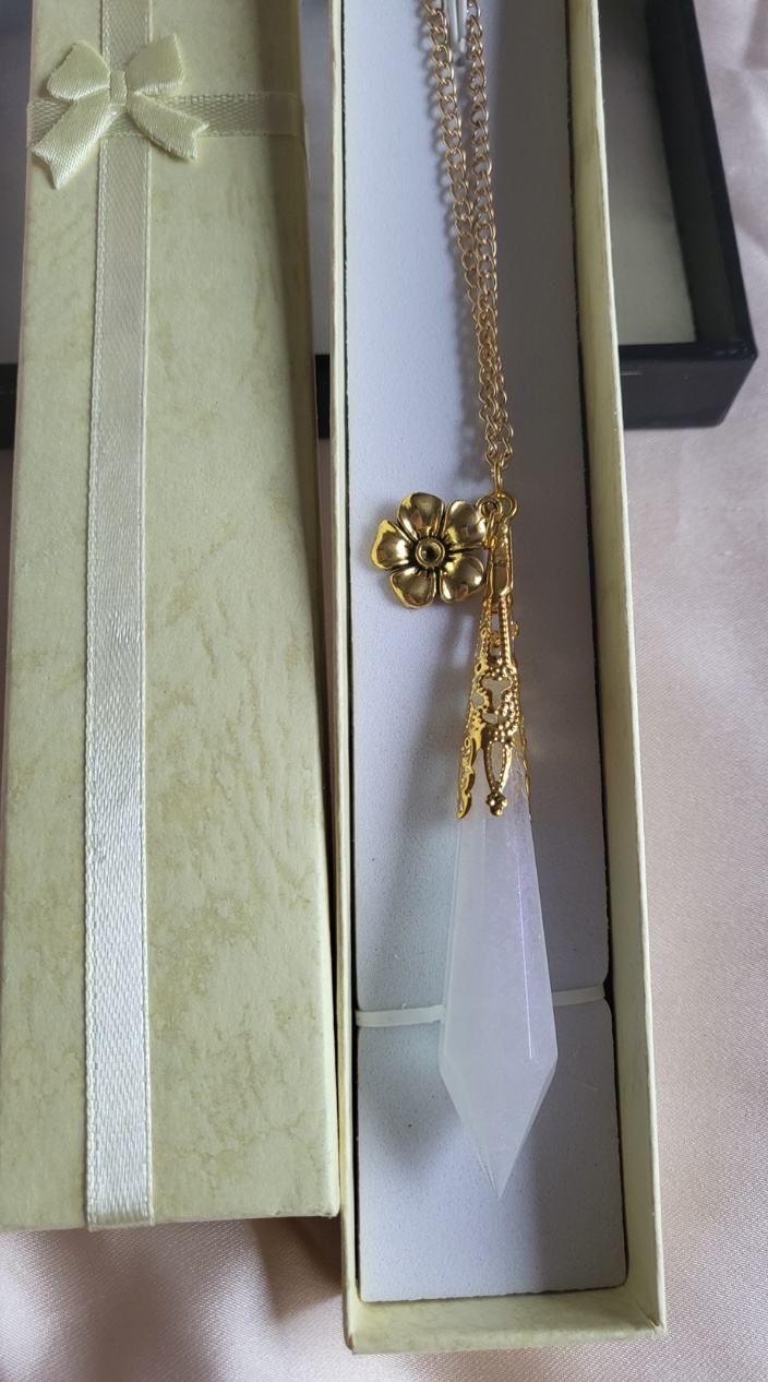 Enchanted pearlescent fairy themed resin Crystal pendant necklace