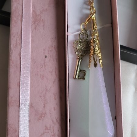 Shimmy pearlescent royal themed resin Crystal pendant necklace