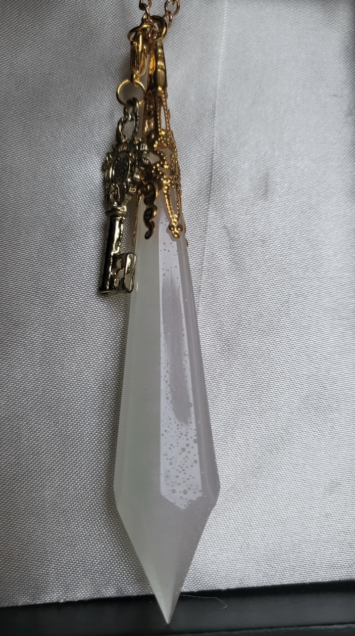 Shimmy pearlescent royal themed resin Crystal pendant necklace
