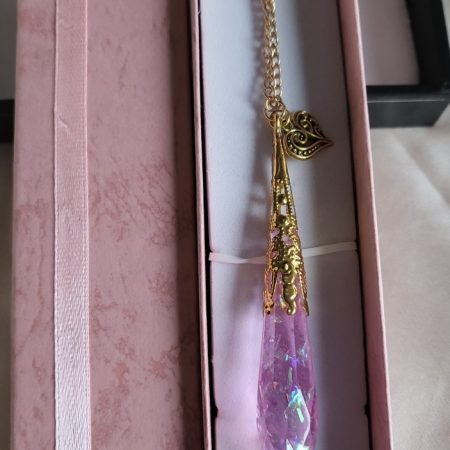 Pretty Pink Princess Themed Resin Crystal Pendant Necklace