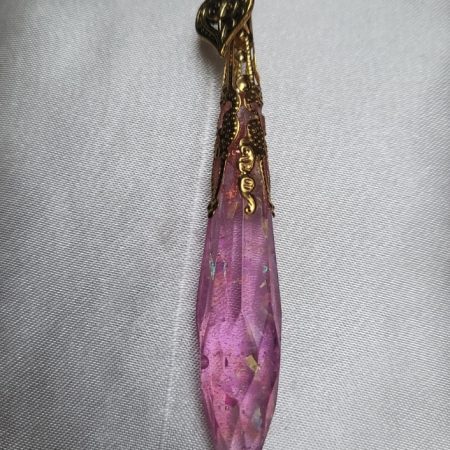 Pretty Pink Princess Themed Resin Crystal Pendant Necklace