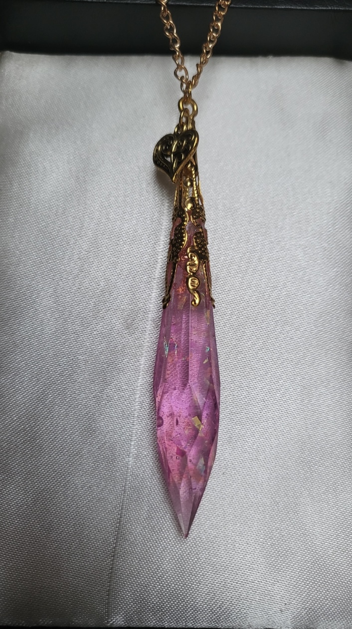 Pretty Pink Princess Themed Resin Crystal Pendant Necklace