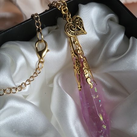 Pretty Pink Princess Themed Resin Crystal Pendant Necklace
