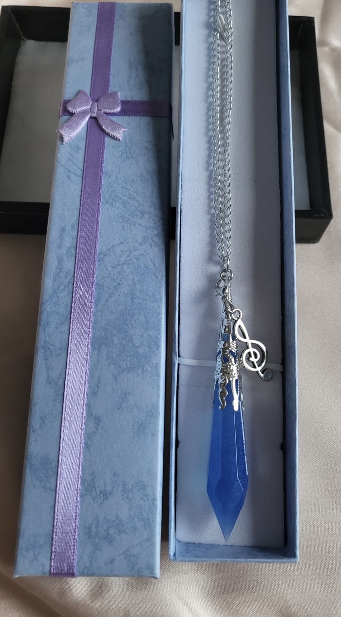 Sapphire Blue resin Crystal pendant necklace