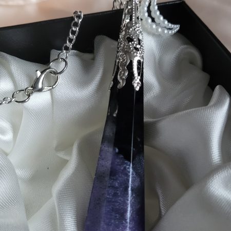 Purple and black galaxy themed resin Crystal pendant necklace
