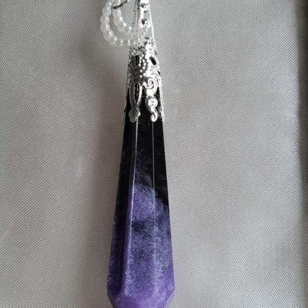 Purple and black galaxy themed resin Crystal pendant necklace