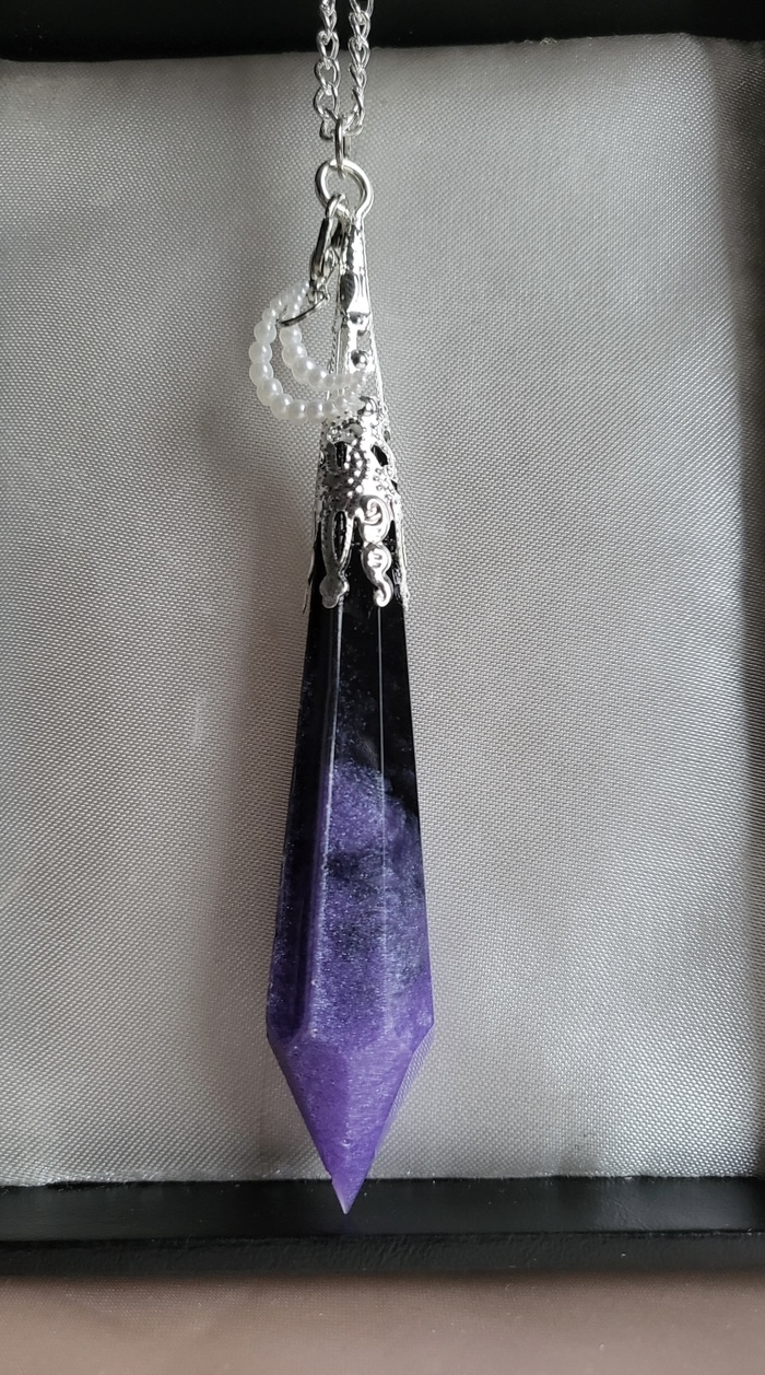 Purple and black galaxy themed resin Crystal pendant necklace