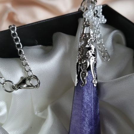 Purple and black space themed resin Crystal pendant necklace