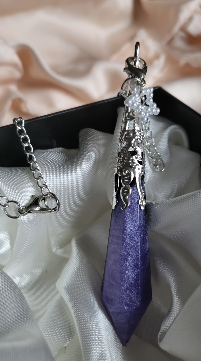 Purple and black space themed resin Crystal pendant necklace