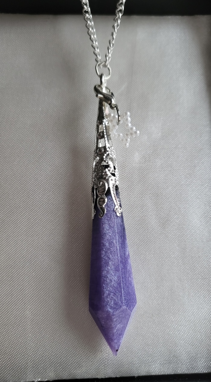 Purple and black space themed resin Crystal pendant necklace