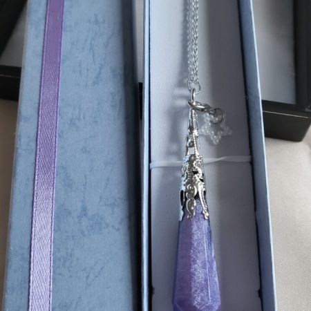 Purple and black space themed resin Crystal pendant necklace