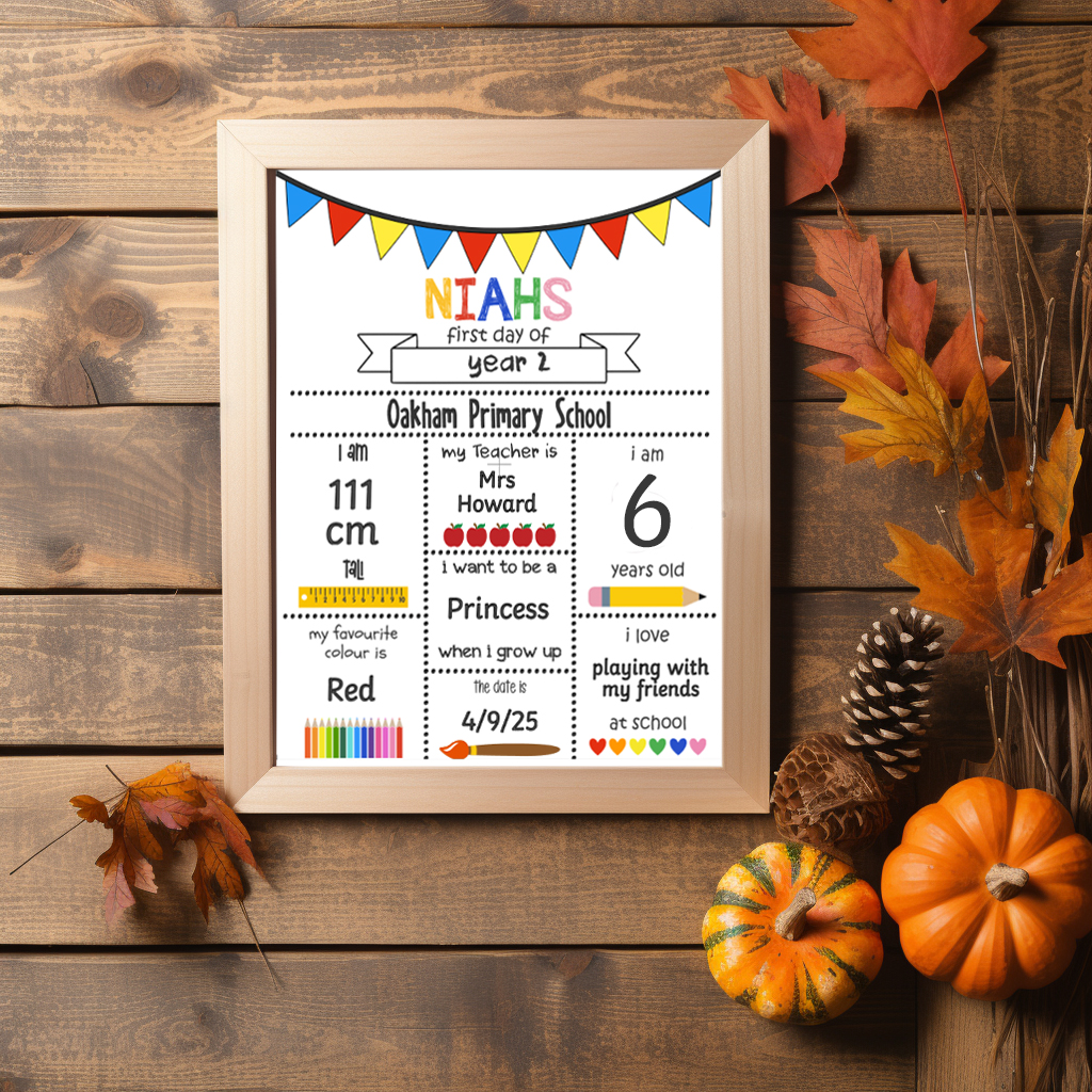 Reusable Acrylic First Day Sign – Personalised A4 Keepsake