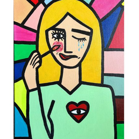 Morning routine, abstract acrylic painting on canvas