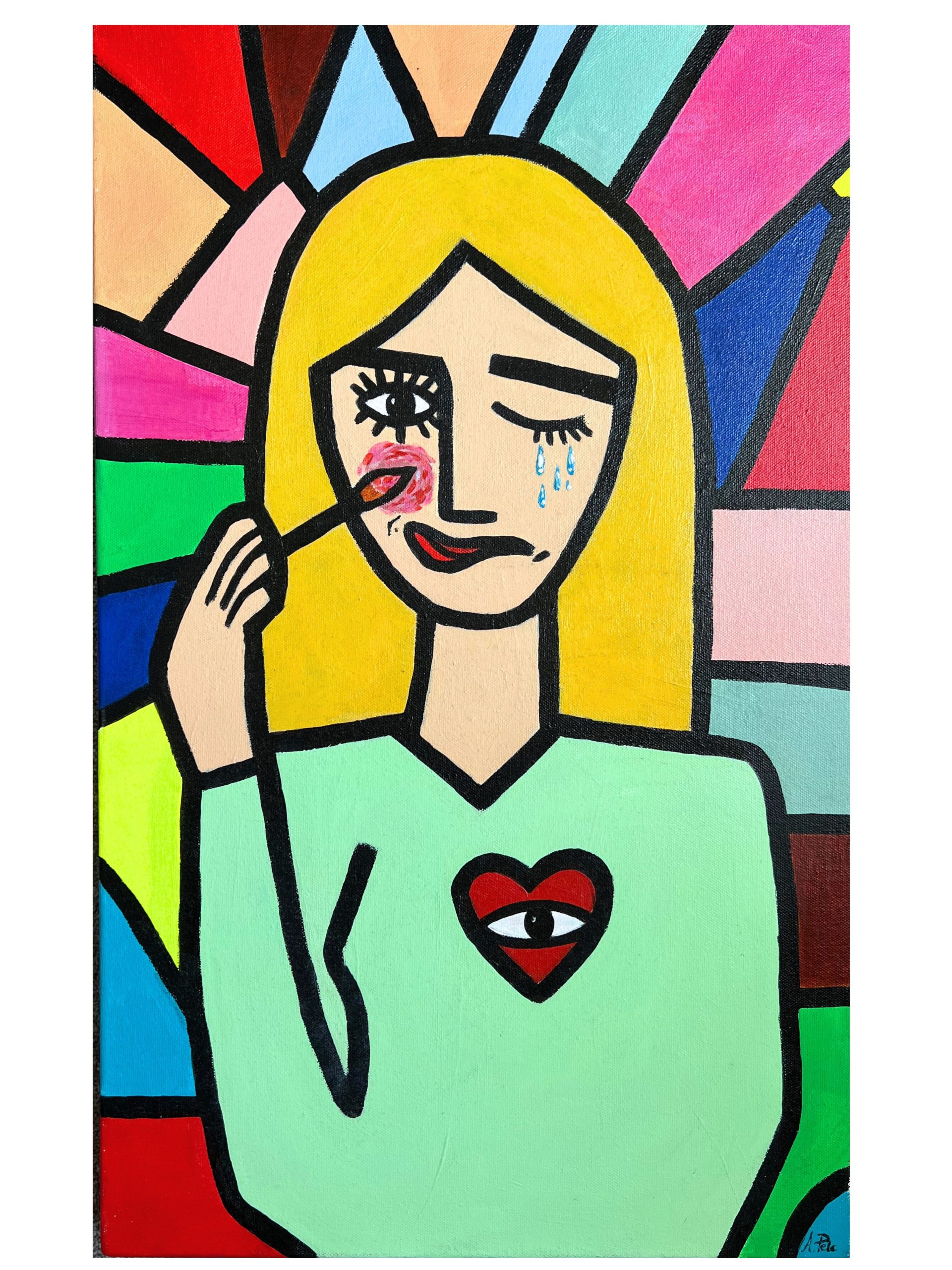 Morning routine, abstract acrylic painting on canvas