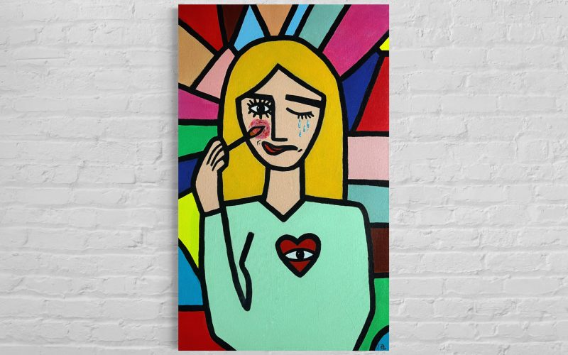 Morning routine, abstract acrylic painting on canvas