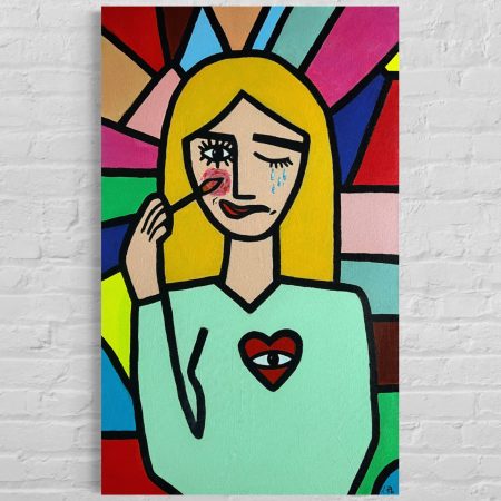 Morning routine, abstract acrylic painting on canvas