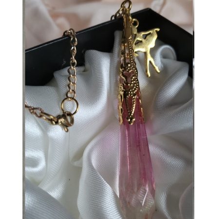 Cute Pink And Yellow Glass Resin Crystal pendant necklace
