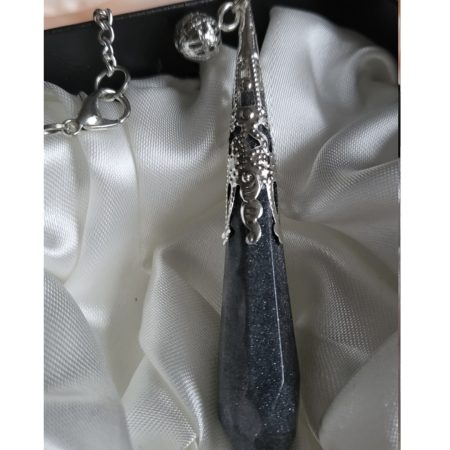 Dark Metal Grey Space Themed Resin Crystal pendant necklace