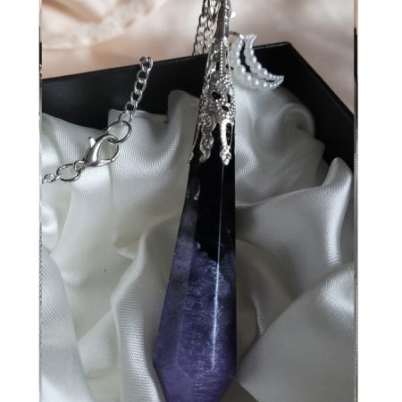 Purple and black galaxy themed resin Crystal pendant necklace