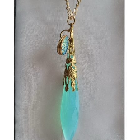 Shimmering Aqua Mermaid Resin Pendant Necklace With Charm