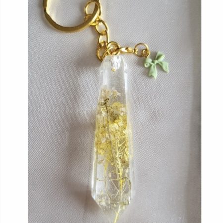 Pretty yellow flowers, clear resin keychain