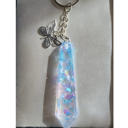 Shimmery rainbow crystal resin keychain