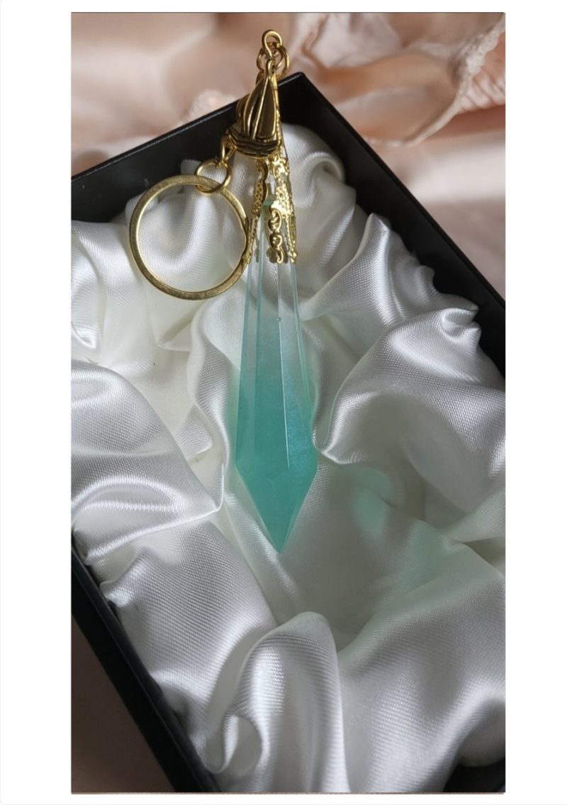Turquoise Ocean Themed Resin Crystal Keychain