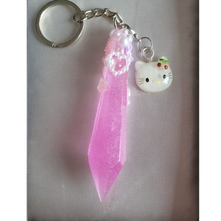 Cute Pink Aesthetic crystal resin Keychain with charm