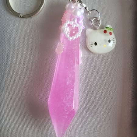 Cute Pink Aesthetic crystal resin Keychain with charm