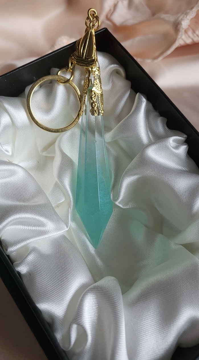 Turquoise Ocean Themed Resin Crystal Keychain