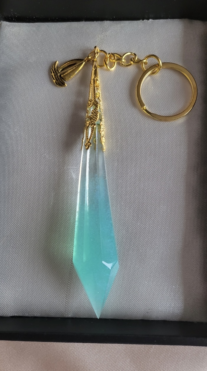 Turquoise Ocean Themed Resin Crystal Keychain