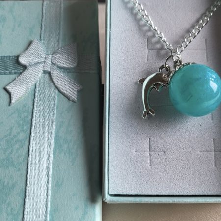 Ocean blue themed resin ball necklace