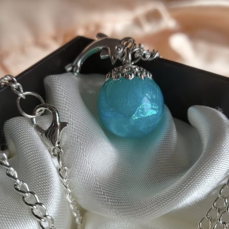 Ocean blue themed resin ball necklace