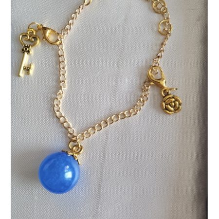Royal blue and gold resin ball bracelet