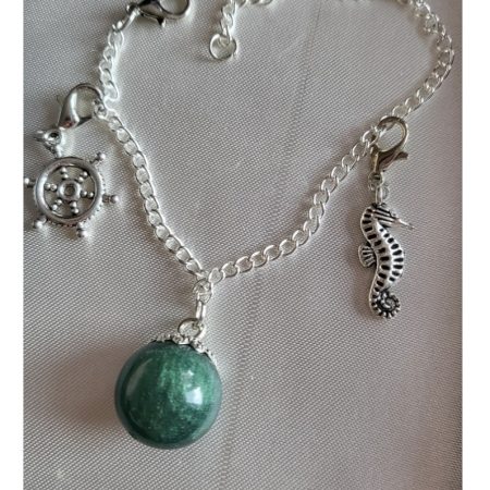 Dark siren green, siren themed resin ball bracelet