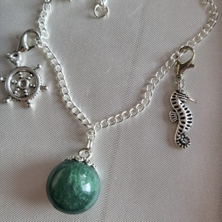 Dark siren green, siren themed resin ball bracelet