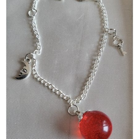 Ruby red, spooky themed resin ball bracelet