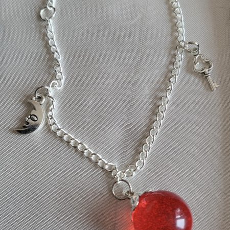 Ruby red, spooky themed resin ball bracelet