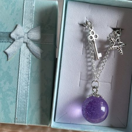 Purple galaxy themed resin ball bracelet