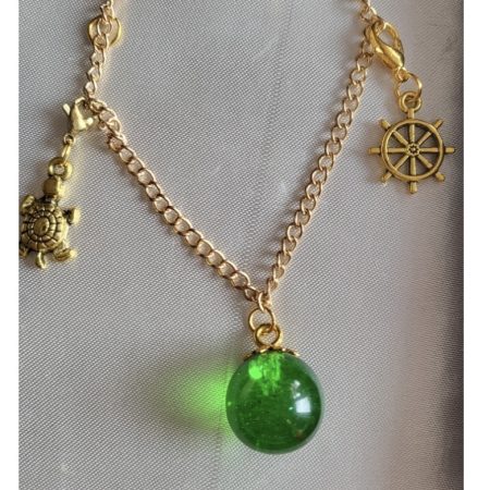 Emerald green ocean themed resin ball Bracelet