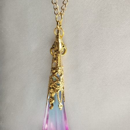 Beautiful pink and blue fantasy themed resin Crystal pendant necklace