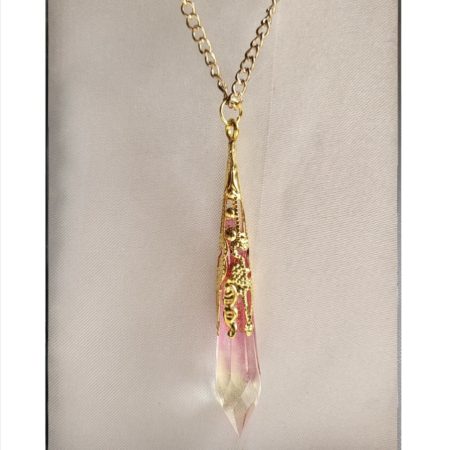 Pink and yellow cute resin Crystal pendant necklace