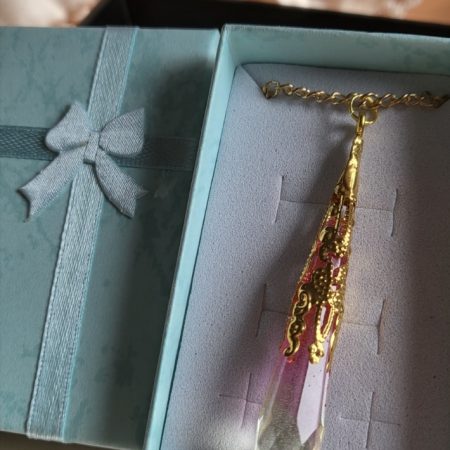 Pink and yellow cute resin Crystal pendant necklace